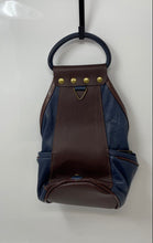 Load image into Gallery viewer, Il Giglio Womens Brown Navy Genuine Leather Top Handle Bucket Bag
