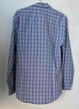 Load image into Gallery viewer, Banana Republic Mens Blue Plaid Long Sleeve Non-Iron Slim Fit Dress Shirt Size L
