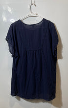 Load image into Gallery viewer, J. Crew Womens Blue Cotton Pom-Pom Trim Short Sleeve Tunic Top Size Medium
