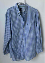 Load image into Gallery viewer, U.S. Polo Assn. Mens Blue Plaid Print Dress Shirt Size M 15-15.5 32/33
