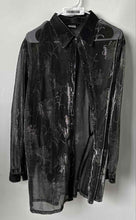 Load image into Gallery viewer, Valentina Womens Black Silver Floral Long Sleeve Button-Up Shirt One Size
