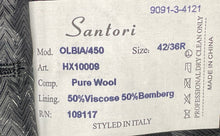 Load image into Gallery viewer, Santori Mens Black Gray Pinstripe Print Wool 2-Button Blazer Size 42/36R
