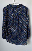 Load image into Gallery viewer, Ellen Tracy Womens Multicolor Geometric Long Sleeve Collared Blouse Top Size M
