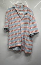 Load image into Gallery viewer, Zara Mens Blue Red Striped Short Sleeve Collared Button-Up Shirt Size L

