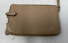 Load image into Gallery viewer, Coach Womens Beige Pebbled Leather Corner Zip Mini Wristlet Wallet
