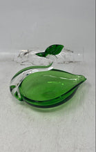 Load image into Gallery viewer, Mid-Century Green Art Glass Swan Dish Candy Bowl With Clear Glass Neck And Head

