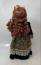 Load image into Gallery viewer, Vintage Victorian-Style Green Paisley Dress And Glasses Porcelain Girl Doll
