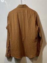 Load image into Gallery viewer, Michael Kors Mens Brown Striped Print Cotton Long Sleeve Button-Up Shirt Size M
