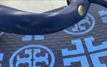 Load image into Gallery viewer, Authentic Tory Burch Womens Blue Monogram Slip-On Flip Flop Sandals Size 8
