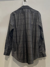 Load image into Gallery viewer, Calvin Klein Mens Dark Gray Plaid Cotton Slim Fit Non-Iron Dress Shirt Size 16
