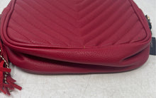 Load image into Gallery viewer, Victoria's Secret Womens Red Leather Tassel Adjustable Strap Crossbody Handbag
