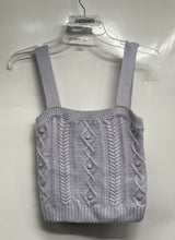 Load image into Gallery viewer, Zara Womens Purple Sleeveless Square Neck Cable-Knit Cropped Tank Top Size Small
