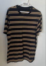 Load image into Gallery viewer, Guess Mens Black Brown Striped Cotton Crew Neck Pullover T-Shirt Size XL

