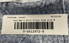 Load image into Gallery viewer, Zara Mens Blue Floral Slim Fit Long Sleeve Collared Button-Up Shirt Size M
