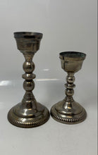 Load image into Gallery viewer, Set Of 2 Pcs Assorted Silver Plated Engraved Collectible Pillar Candle Holders
