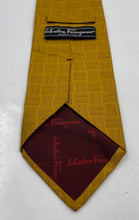 Load image into Gallery viewer, Salvatore Ferragamo Mens Yellow Geometric Print Silk Designer Tie Made In Italy

