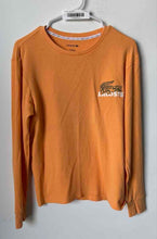 Load image into Gallery viewer, Lacoste Mens Orange Waffle-Knit Long Sleeve Crew Neck Sleep Shirt Size Small
