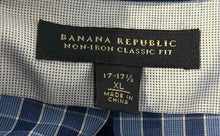 Load image into Gallery viewer, Banana Republic Mens Blue Plaid Print Long Sleeve Classic Fit Dress Shirt Sz XL
