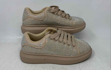 Load image into Gallery viewer, Berness Womens SIA01 Beige Lace-Up Rhinestone Bling Sneaker Shoes Size 10
