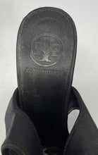 Load image into Gallery viewer, Authentic Tory Burch Womens Kyle Black Gold-Tone Strappy Heels Size 8.5M Worn
