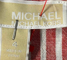Load image into Gallery viewer, Michael Kors Womens Red White Striped Print Long Sleeve Pullover Blouse Top Sz 4
