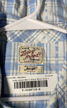 Load image into Gallery viewer, Lucky Brand Mens Blue Plaid Cotton Guaranteed Fit Button-Up Shirt Size L
