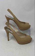 Load image into Gallery viewer, Michael Kors Womens Tan Leather Peep Toe Stiletto Slingback Heels Size 8M
