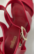 Load image into Gallery viewer, Melissa Womens Model Ad Red Open Toe Buckle Block Platform Heels Size 9
