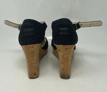 Load image into Gallery viewer, Toms Womens Sienna Black Cork Wedge Heel Ankle Strap Sandals Size 10
