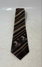 Load image into Gallery viewer, Pierre Cardin Mens Brown Striped Keeper Loop Adjustable Pointed Tie
