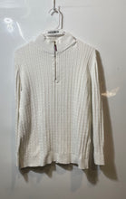 Load image into Gallery viewer, Tommy Hilfiger Womens White Cable-Knit Mock Neck Quarter-Zip Pullover Sweater PL
