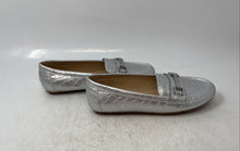 Load image into Gallery viewer, Calvin Klein Womens Lindina Silver Croc-Embossed Slip-On Loafer Flats Size 6.5M
