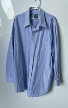 Load image into Gallery viewer, Brooks Brothers Mens Light Blue Striped Non-Iron Stretch Dress Shirt Size 36/37
