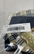 Load image into Gallery viewer, Monaco Monte-Carlo Womens Navy Beige Gold Plaid &amp; Chain Print Rectangle Scarf
