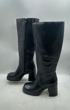 Load image into Gallery viewer, Steve Madden Womens Fanatik Black Leather Block Heel Knee High Boots Size 9.5M
