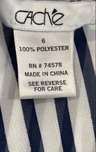 Load image into Gallery viewer, Cache Womens Blue White Striped Ruffle Long Sleeve Collared Blouse Top Size 6
