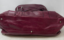 Load image into Gallery viewer, Nicoli Womens Burgundy Leather Double Handle Bottom Studs Zip Top Shoulder Bag
