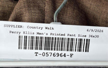 Load image into Gallery viewer, Perry Ellis Mens Brown Printed Flat Front Slash Pocket Dress Pants Size 36X30
