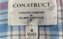 Load image into Gallery viewer, Con.Struct Mens Blue Pink Long Sleeve 4 Way Stretch Dress Shirt Size M With Tag
