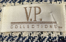 Load image into Gallery viewer, V.P. Collections Womens Ivory Blue Houndstooth One-Button Blazer Jacket Size S
