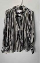 Load image into Gallery viewer, Banana Republic Womens Blue Beige Striped Long Sleeve Blouse Top Size XL
