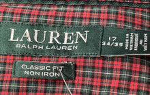 Load image into Gallery viewer, Lauren Ralph Lauren Mens Multicolor Plaid Non-Iron Classic Fit Dress Shirt Sz 17
