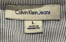 Load image into Gallery viewer, Calvin Klein Jeans Mens Gray White Short Sleeve Button-Up Shirt Size Large
