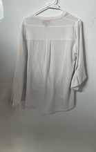 Load image into Gallery viewer, Jennifer Lopez Womens White Striped Deep V-Neck Twist Front Wrap Blouse Top Sz M

