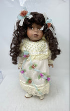 Load image into Gallery viewer, Collection Ivory Dress Ribbon Open Eyes Brown Hairs Fashion Porcelain Doll
