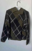 Load image into Gallery viewer, Joseph A Womens Green Black And White Front Zipper Pullover Sweater Size Large
