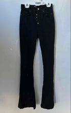 Load image into Gallery viewer, Zara Womens Black Dark Wash Pockets Denim Flared Leg Jeans Size 02
