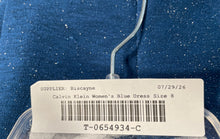 Load image into Gallery viewer, Calvin Klein Womens Blue Glitter Cap Sleeve Back Zip Sheath Dress Size 8
