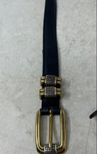 Load image into Gallery viewer, Brighton Classics Womens Navy Blue Lizard Embossed Leather Waist Belt Size M/30
