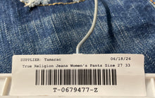 Load image into Gallery viewer, True Religion Womens Blue Denim Joey Distressed Flared Jeans Pants Size 27/33
